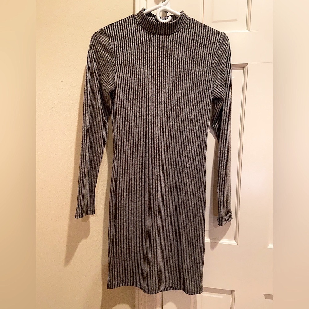 Cotton On gray ribbed high neck dress